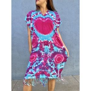Womens Handmade Tie Dye Beach  Wear Boho Hippie Multi Color Unique Fits SML